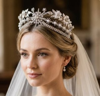 Tiara de Novia con Perlas y Cristales