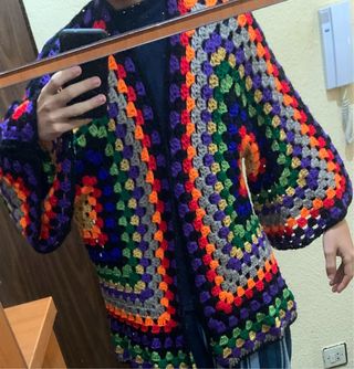 Chaqueta crochet multicolor talla única