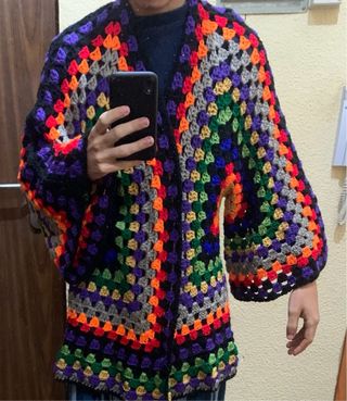 Chaqueta crochet multicolor talla única