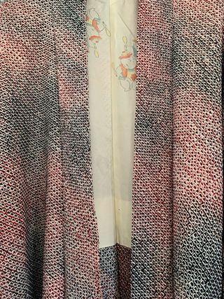 Haori kimono estampado rosa, negro, burdeos