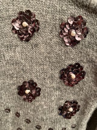 Rebeca Zara Lana Flores Lentejuelas Gris