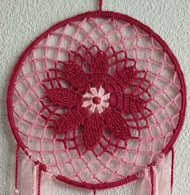 Atrapasueños grande 25 x 90 cm - tonos rosa/fucsia