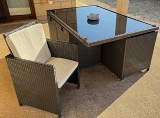 Conjunto Mesa e Cadeiras Rattan Sintético