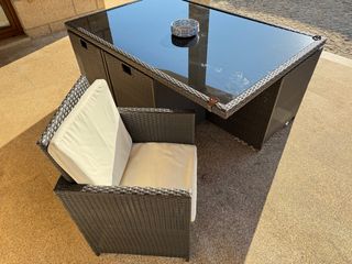 Conjunto Mesa e Cadeiras Rattan Sintético