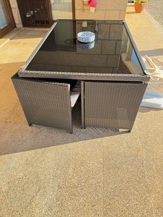 Conjunto Mesa e Cadeiras Rattan Sintético