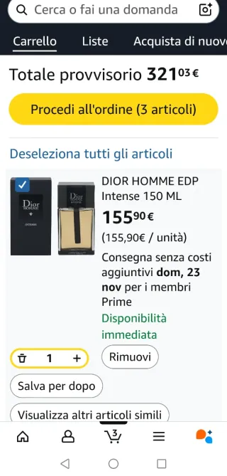 Profumo Dior Homme Intense Eau de Parfum 150ml