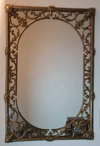 Espejo Grande Antiguo de Bronce