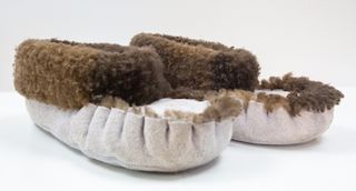 Mocassini pantofole donna in pelle scamosciata