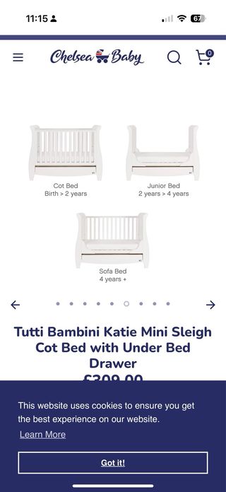 Cuna Tutti Bambini Katie Mini Sleigh