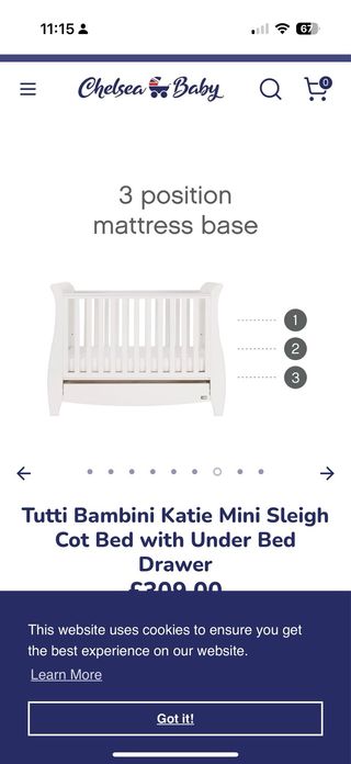 Cuna Tutti Bambini Katie Mini Sleigh