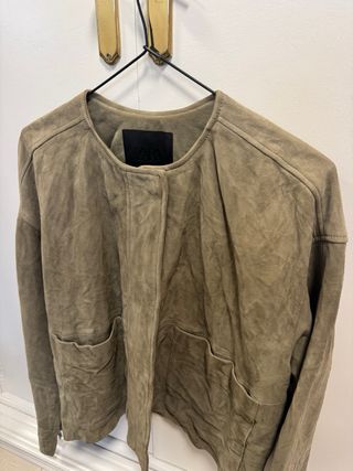 Chaqueta Zara Piel Verde Oliva