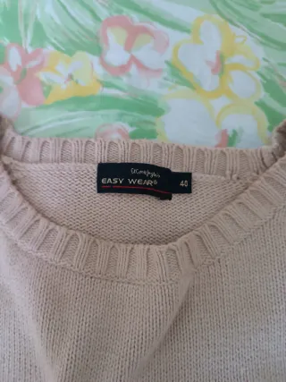 Jersey beige de punto fino