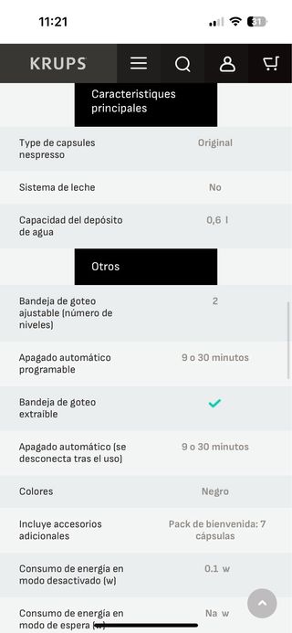 Cafetera Nespresso Essenza Mini