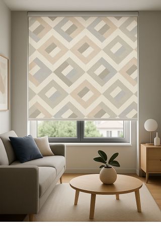 Estor Enrollable Geométrico Beige y Gris