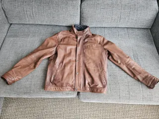 Chaqueta de cuero marrón XL