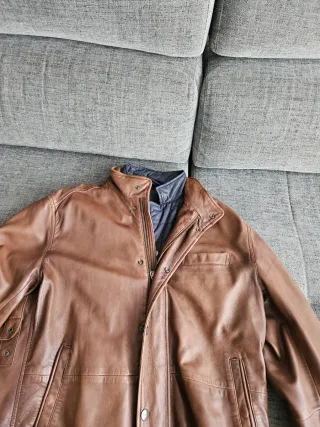 Chaqueta de cuero marrón XL