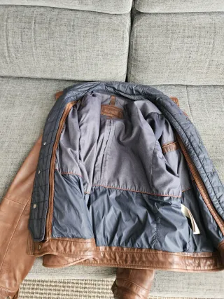 Chaqueta de cuero marrón XL