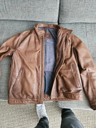 Chaqueta de cuero marrón XL