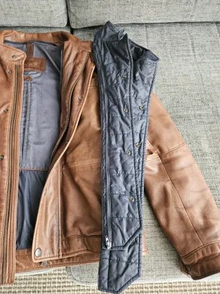 Chaqueta de cuero marrón XL