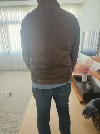 Chaqueta de cuero marrón XL