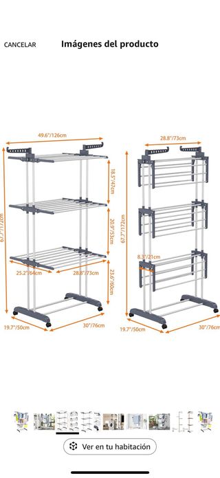 Tendedero 4 Niveles Plegable Vertical
