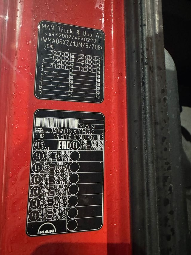 MAN TGX 500 XXL Cabeza Tractora