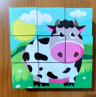 Rompecabezas de cubos de animales de madera