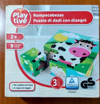 Rompecabezas de cubos de animales de madera