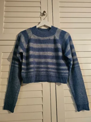 Jersey Zara rayas azul y gris mujer