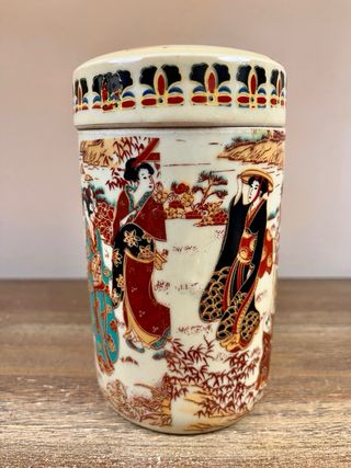 Bote de té japonés Chazutsu estilo Kutani S. XX