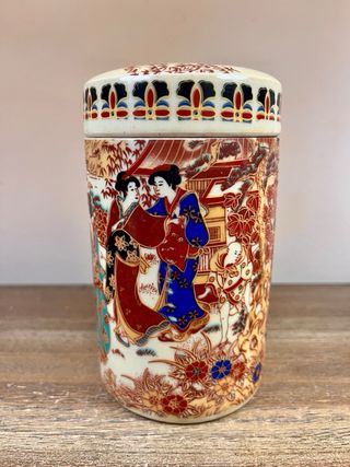 Bote de té japonés Chazutsu estilo Kutani S. XX