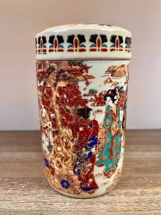 Bote de té japonés Chazutsu estilo Kutani S. XX