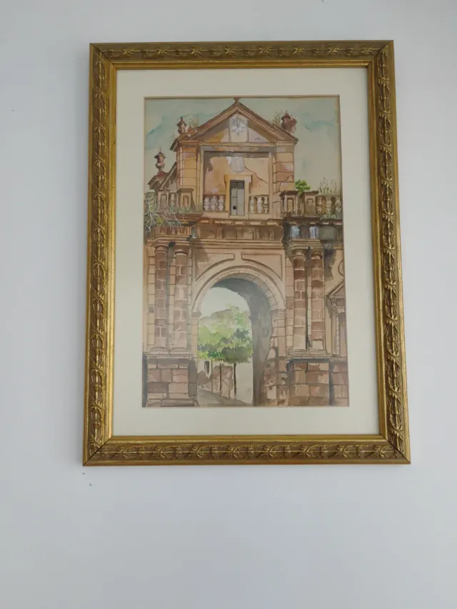 Acuarela Puerta de Córdoba Marco Dorado
