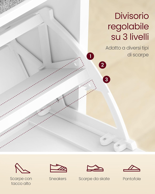 Panchina Scarpiera a 3 Ripiani per 9 Paia di Scarp