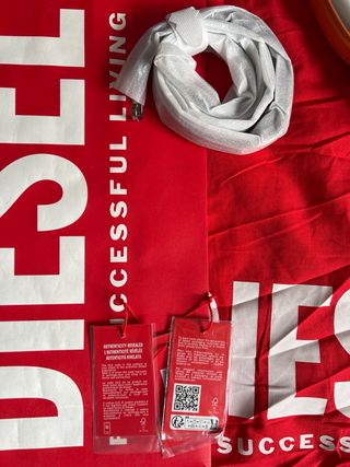 Borsa Diesel 1DR Arancione/Bianca/Nera