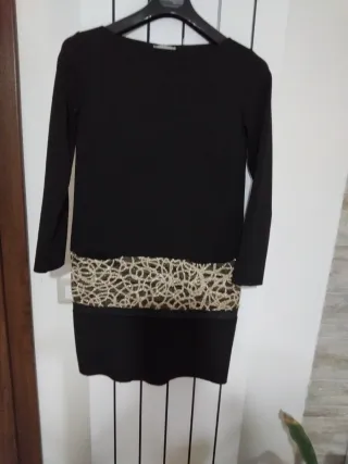 Vestito Blu Star nero con dettagli oro