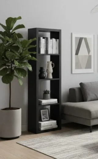 Estantería Negra 4 Estantes Madera