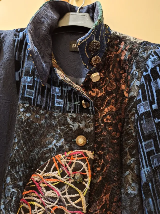 Abrigo patchwork azul multicolor