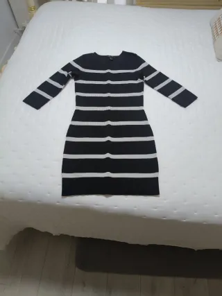 Vestido de punto elástico con rayas, manga media