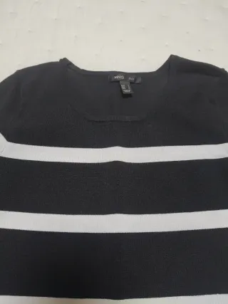 Vestido de punto elástico con rayas, manga media