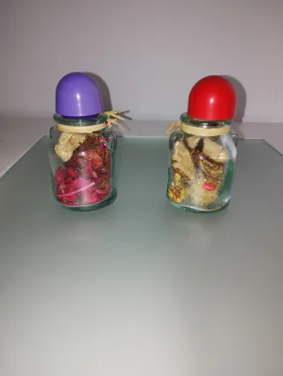 Frasquitos decorativos hojas secas