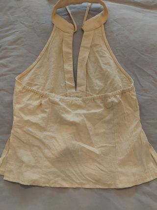 Top Halter Beige Cuello Corbata