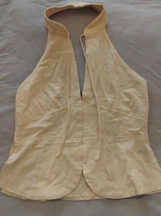 Top Halter Beige Cuello Corbata