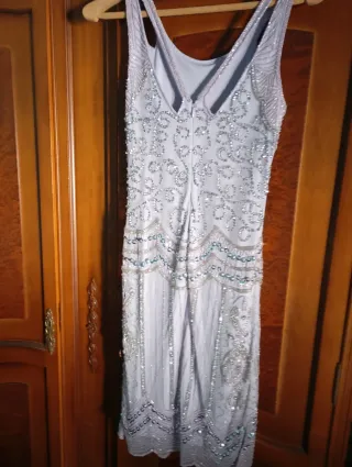 Vestido Fiesta Años 20 Plateado lavanda,