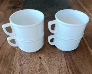 4 TAZONES DE PORCELANA BLANCOS