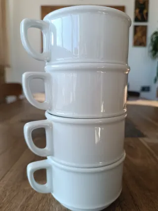 4 TAZONES DE PORCELANA BLANCOS