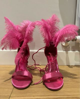 Sandali Primadonna fucsia con piume