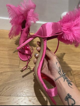 Sandali Primadonna fucsia con piume