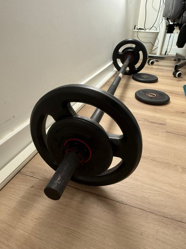 Kit barra musculación y discos 20kg