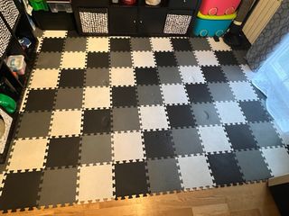 Alfombra Puzzle Espuma Gris y Negra